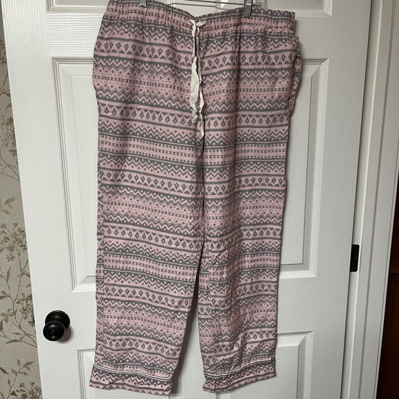 Lands End Other - Lands End Women XL Pink Gray Fair Isle Pajama Pants Cotton Lounge Sleepwear